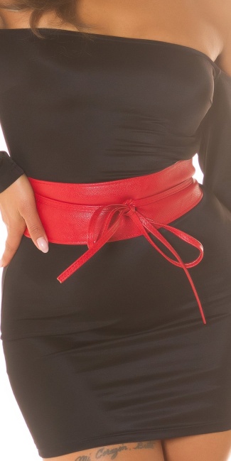 Taille riem in leder look rood